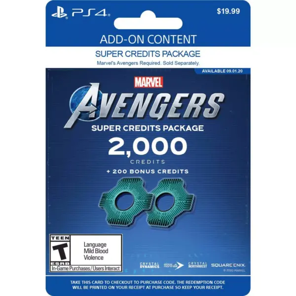 Marvel's Avengers: Heroic Credits Package 2,000   - PlayStation 4 (Digital)