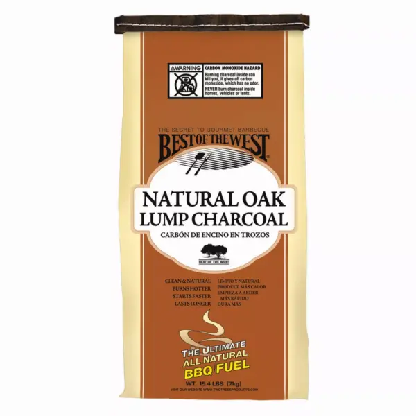 Best of the West All Natural Oak Hard Lump Charcoal for Outdoor Barbecue Grill Cooking, 15.4 Pound Bag (4 Pack)