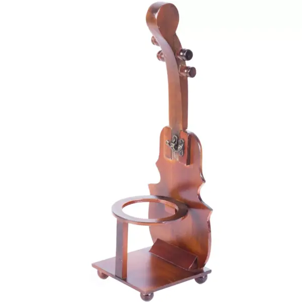 Vintiquewise Brown Violin Cello Shaped Vintage Decorative Single Bottle Wine Holder