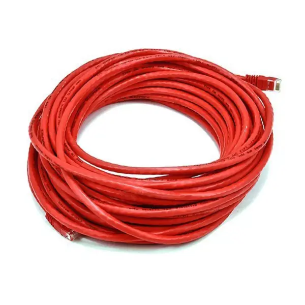 Monoprice Cat5e Ethernet Patch Cable - 50 Feet - Red | Network Internet Cord - RJ45, Stranded, 350Mhz, UTP, Pure Bare Copper Wire, 24AWG