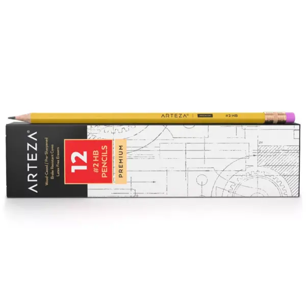 Arteza Box of #2 HB Pre-Sharpened Pencils, Number 2 Bulk Pencil School Supply - 12 pack (ARTZ-8117-1)