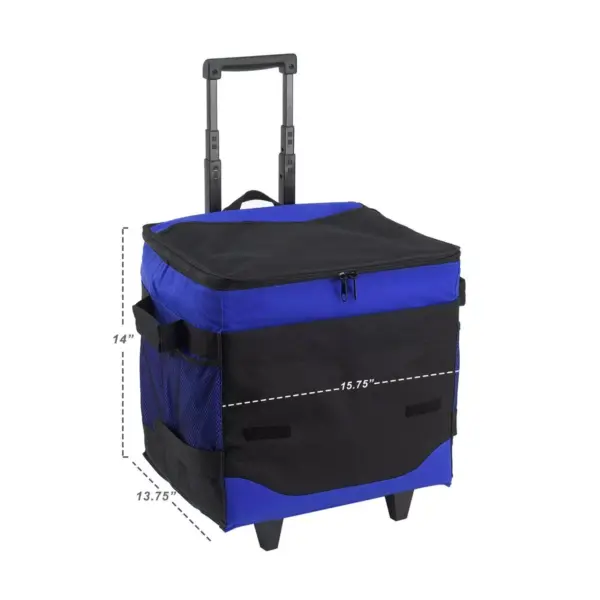 Picnic at Ascot 60 Can Collapsible Insulated Rolling Cooler - Royal Blue