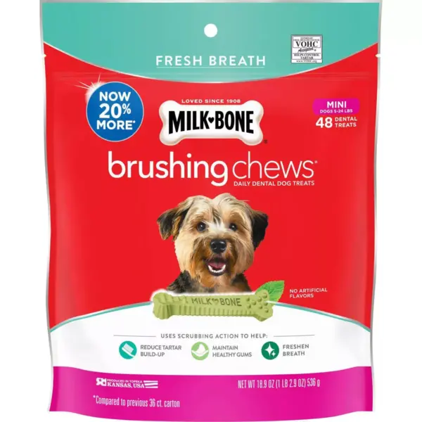 Milk-Bone Brushing Chews Chicken Dental Dog Treats - 48ct/18.9oz