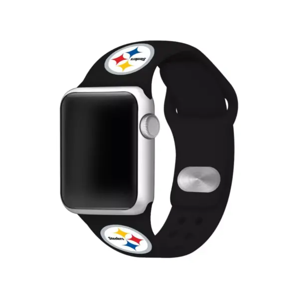 NFL Pittsburgh Steelers Apple Watch Compatible Silicone Band 42mm - Black