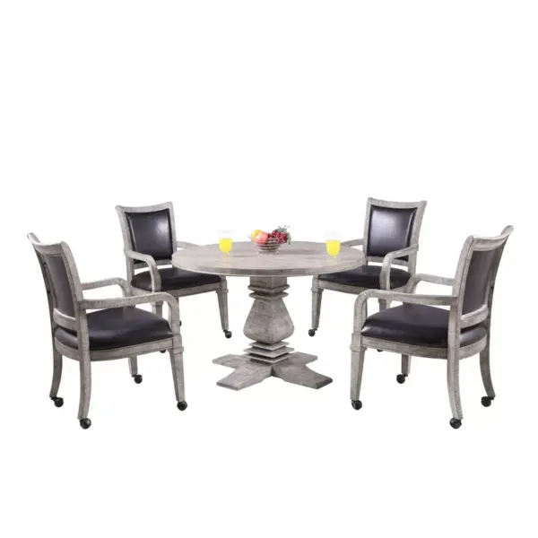 Hathaway Montecito Dining and Poker Table Set with Four Chairs - Driftwood