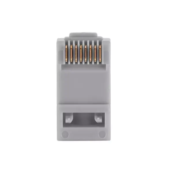 Monoprice 8P8C RJ45 Plug With Inserts For Solid Cat6 Ethernet Cable - Gray (100 pcs/pack) Gold Plated Contacts