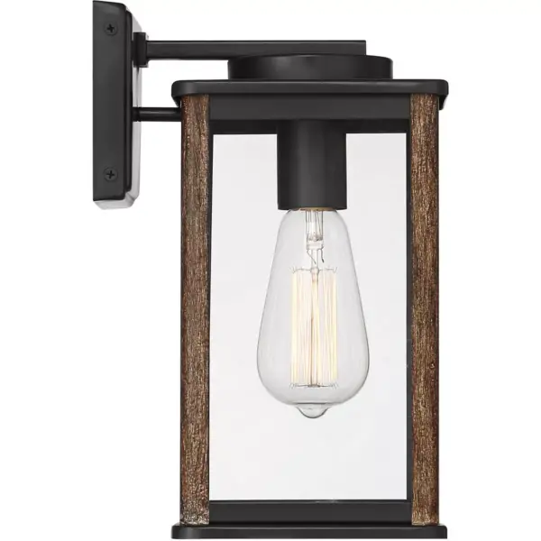 John Timberland Modern Farmhouse Outdoor Wall Light Fixture Dark Bronze Wood Grain 11 1/2" Clear Glass Panels Exterior House Porch