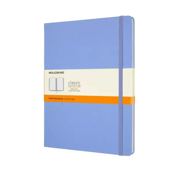 Moleskine 192 sheet 1 Subject Narrow Ruled Notebook 9.75"x7.5" Hard Cover Classic Hydrangea Blue