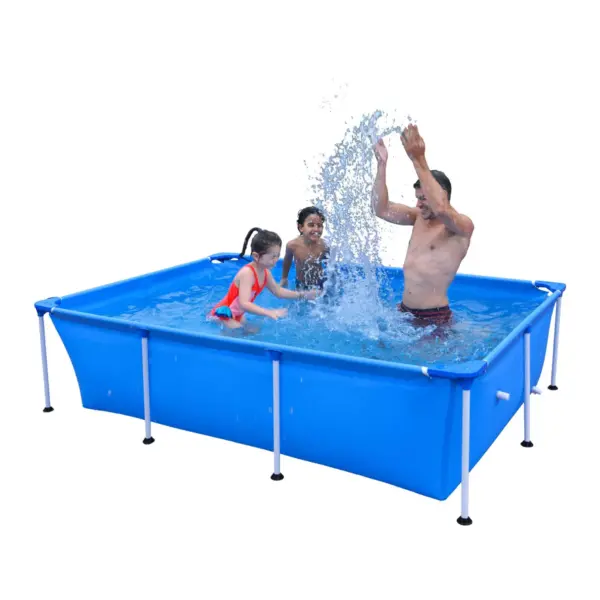 JLeisure Avenli 17818 Outdoor Backyard 8.5 x 6 x 2 Feet Above Ground Rectangular Steel Frame Pool with Repair Kit for Kids and Adults, Blue