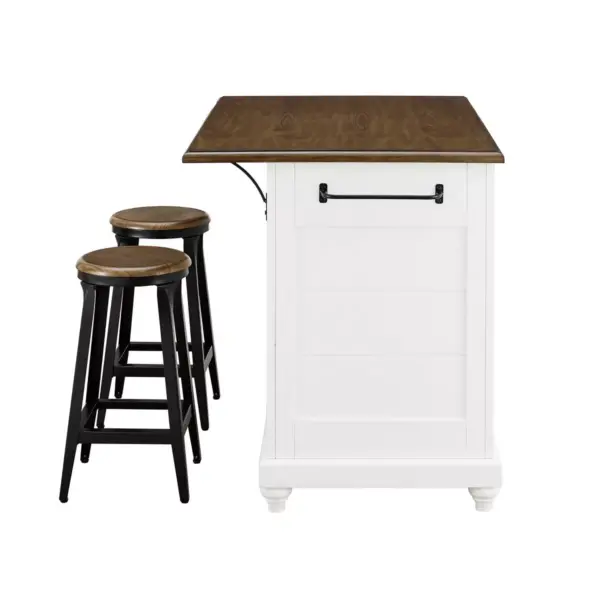 Mona Kitchen Island with 2 Stools White - Dorel Living