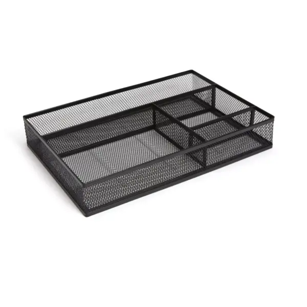 MyOfficeInnovations 4 Compartment Mesh Drawer Organizer, Matte Black 24402479