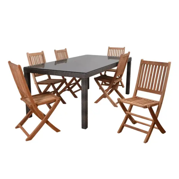 Ferry 7pc Wicker Patio Dining Set with Rectangular Table - Amazonia