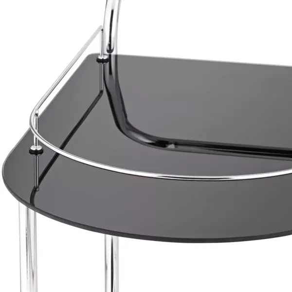 Studio 55D Finn 28 1/2" Wide Black Glass - Chrome Rolling Serving Cart