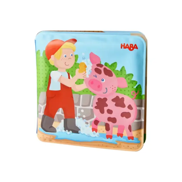 HABA Animal Wash Day - Magic Bath Book - Wipe with Warm Water and the "Muddy" Pages Come Clean