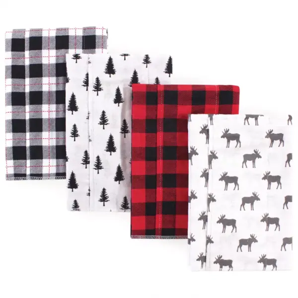 Hudson Baby Infant Boy Cotton Flannel Burp Cloths 4pk, Moose, One Size