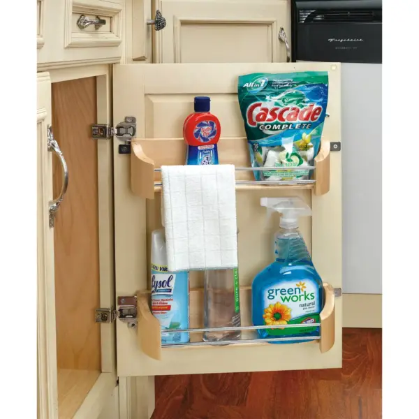 Rev-A-Shelf 4231-11-52 11 Inch Wooden Cabinet Pantry Door Easy Mounting and Installation Utility Storage Tray w/ Chrome Rails for Spices and Supplies