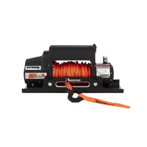 Keeper KX95172 Bridge Series 12 Volt 9500 Pound Capacity Electric Winch for Mid to Full Size Vehicles with 85 Foot Sythetic Rope Cable, Black