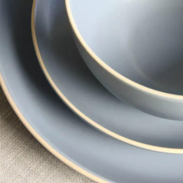 Gibson Home 12pc Stoneware Rockaway Matte Dinnerware Set Blue