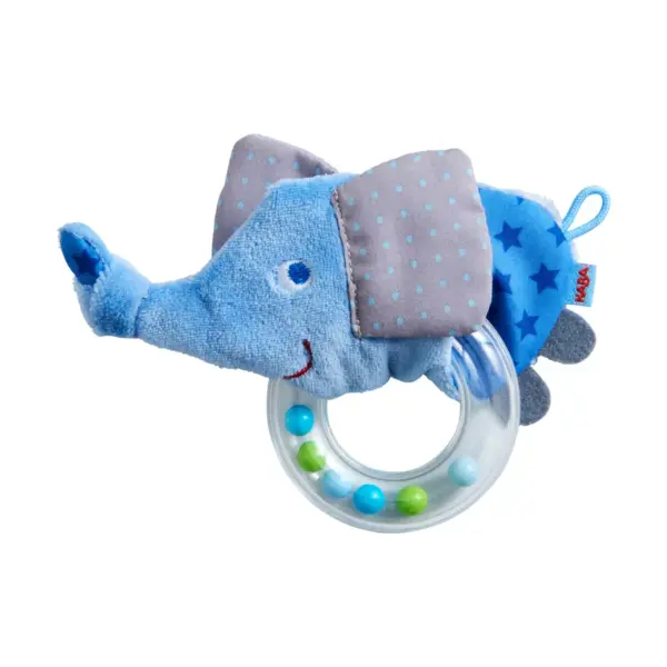 Elephant Fabric Clutching Toy with Removable Plastic Teething Ring