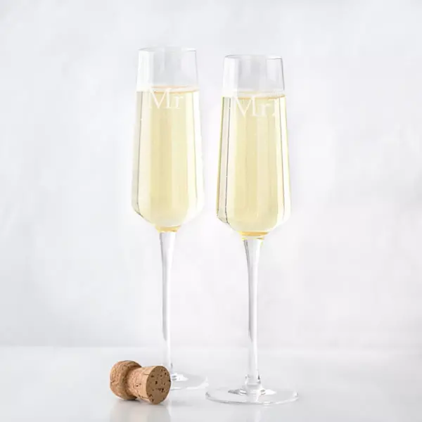 9.5oz "Mr. and Mr" Wedding Champagne Estate Glasses