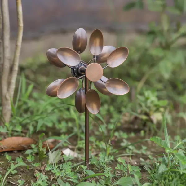 11" Iron Pot Stake With Leaves On Top Copper Brown - Smith & Hawken™