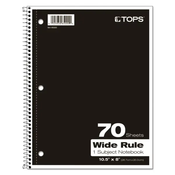 Tops Coil-Lock Wirebound Notebooks Legal/Wide 10 1/2 x 8 White 70 Sheets 65000