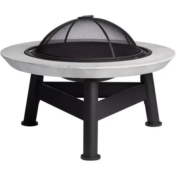 John Timberland Orbiter 30" Wide Round Black Wood Burning Outdoor Fire Pit