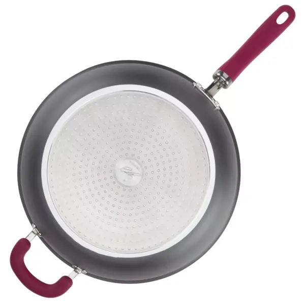 Rachael Ray Create Delicious 12.5" Hard Anodized Nonstick Deep Fry Pan Burgundy Handles