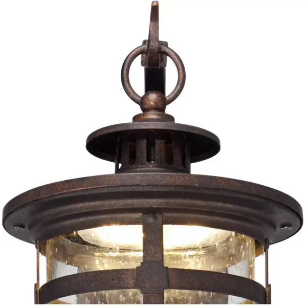 Franklin Iron Works Rustic Outdoor Wall Light LED Bronze Hanging Lantern Sconce Fixture for House Deck Porch Patio