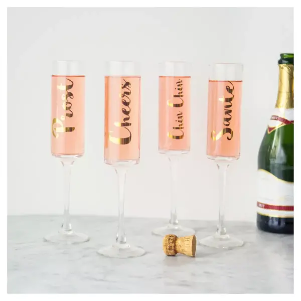 Contemporary Gold Cheers Champagne Flutes Drinkware Set