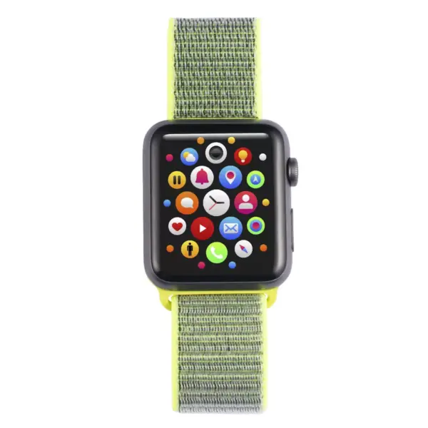 Insten Soft Woven Nylon Band for Apple Watch 42mm 44mm All Series SE 6 5 4 3 2 1, For Women Men Girls Boys Replacement Strap, Bright Yellow