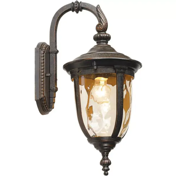 John Timberland Outdoor Wall Light Fixture Bronze 16 1/2" Hammered Glass Sconce for House Deck Patio Porch