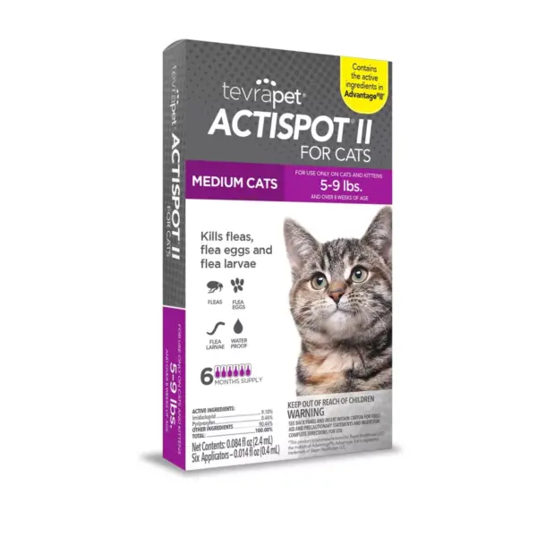 Tevra Pet ActiSpot II Topicals Cat Insect Treatment - 5 to 9lbs - 6 Doses